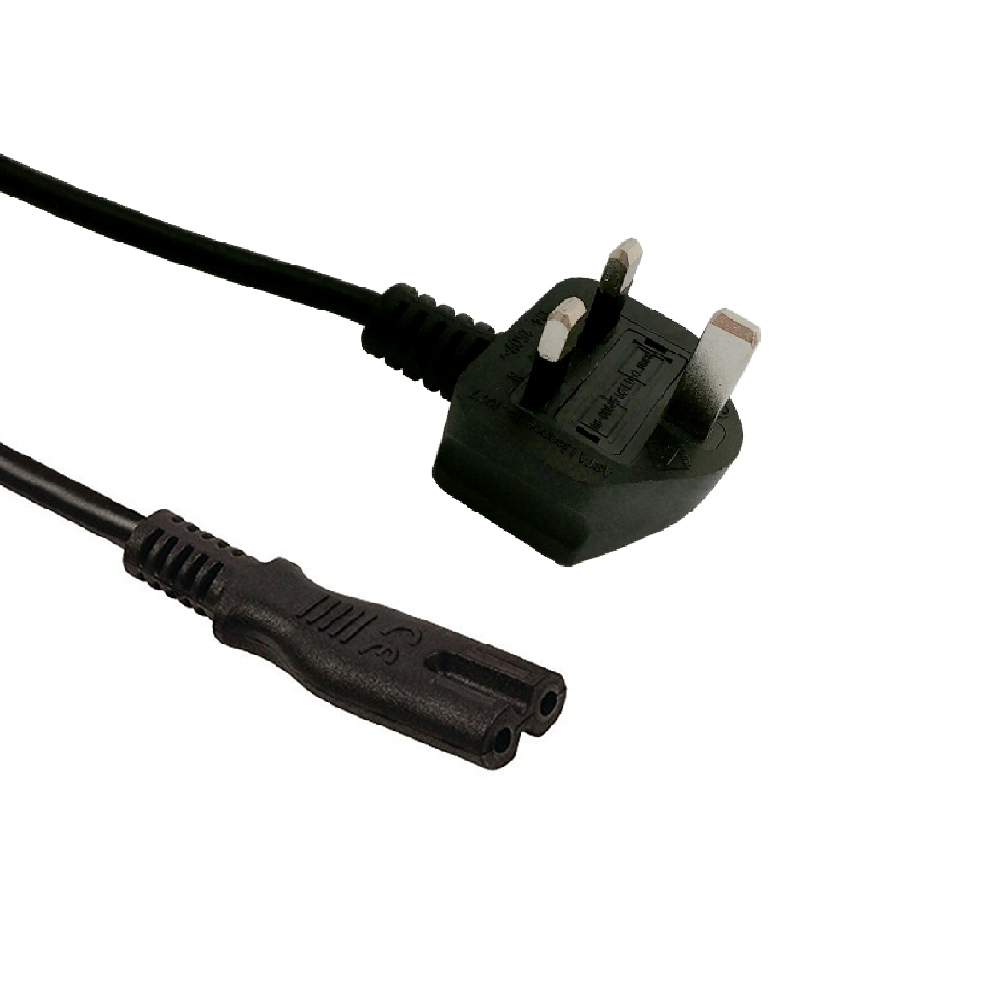 [CB1019] IEC60320-C7-UK-Black-Angle